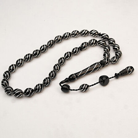 Oltu Taşı Çeşm-i Bülbül İşlemeli Tespih