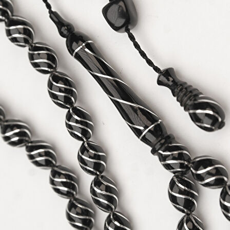 Oltu Taşı Çeşm-i Bülbül İşlemeli Tespih