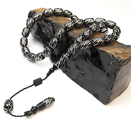 Oltu Taşı  Çeşmi  Arası Çeşmi İşlemeli Tespih