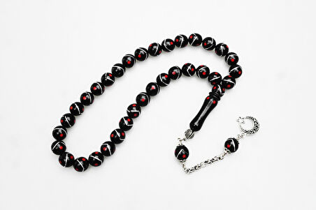 Tek Zikzak Kırmızı İşleme Tespih