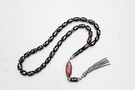 Oltu Taşı Kapsül Kesim Çeşmi Kırmızı İşleme Tespih