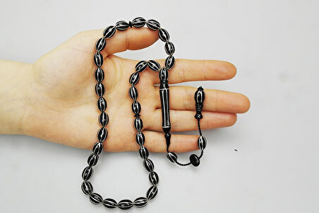 Oltu Taşı Sekizli İpten İpe Karpuz Dilimi Tespih