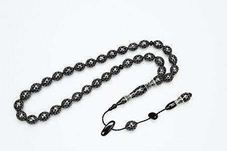 Oltu Taşı Petek İşlemeli Tespih