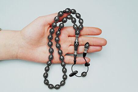 Oltu Taşı Petek İşlemeli Tespih