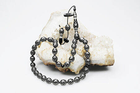 Oltu Taşı Petek İşlemeli Tespih