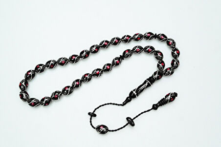 Oltu Taşı Beyzi Model Çeşmi Kırmızı İşleme Tespih