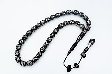 Oltu Taşı Örgü Model İşlemeli Tespih