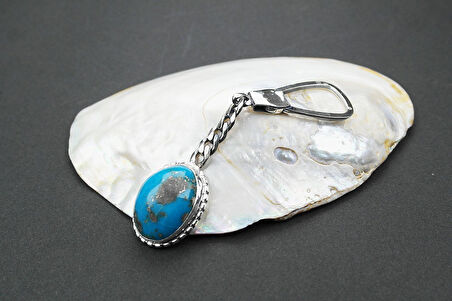 Firuze Taşlı Gümüş Anahtarlık
