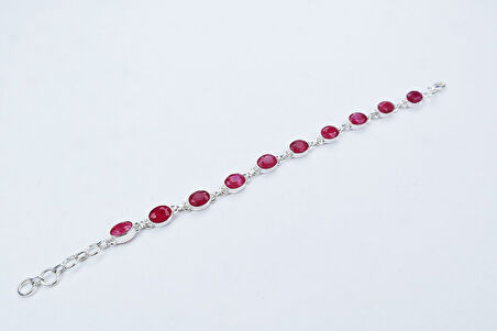 925 Ayar Yakut Taşlı Gümüş Bileklik