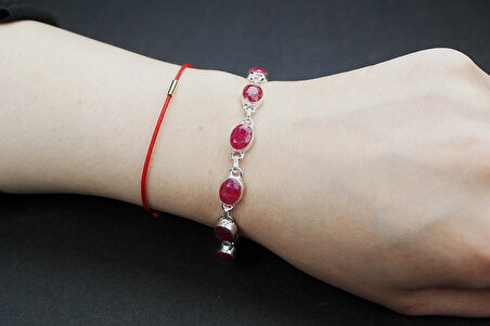 925 Ayar Yakut Taşlı Gümüş Bileklik