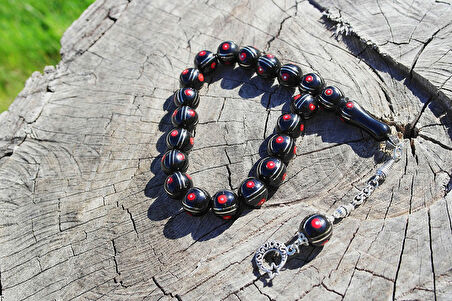 Maskot Mercan Karpuz İşlemeli Oltu Sıkma Tespih