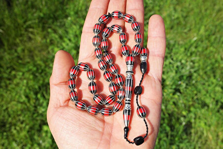 Arpa Model Oltu Taşı Onlu Karpuz İşlemeli Tespih