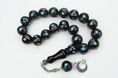 Maskot Mavi Firuze Karpuz İşlemeli Oltu Sıkma Tespih