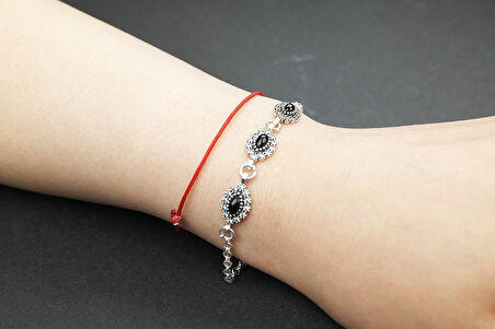 Duru  925 Ayar Oltu Taşlı Gümüş Bileklik