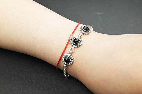 Sedef 925 Ayar Oltu Taşlı Gümüş Bileklik