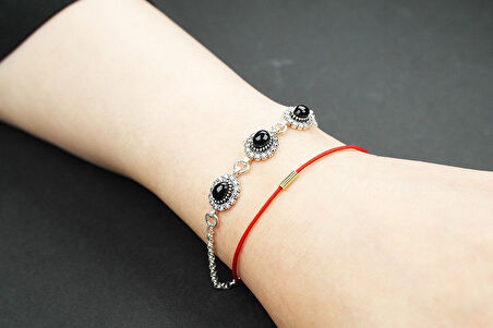 Siva 925 Ayar Oltu Taşlı Gümüş Bileklik