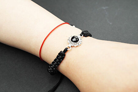 GONCA  OLTU TAŞI GÜMÜŞ ÇERÇEVE  AYARLANABİLİR  BİLEKLİK