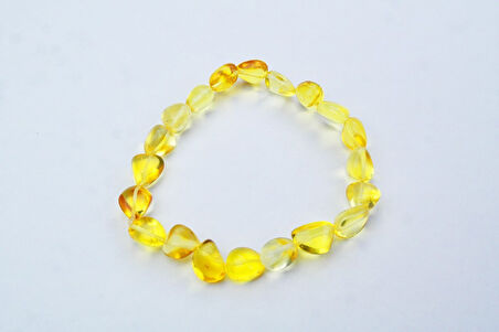 Şeffaf Limon  Doğal Kesim Damla Kehribar Yetişkin Bileklik