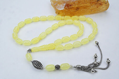 Kapsül Kesim Gümüş Püskül  Damla Kehribar Tespih