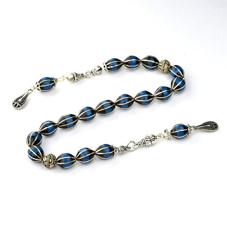 Galalith ve Oltu Taşı Arpa Kesim Karpuz Dilim Gümüş İşleme Zaza Tespih