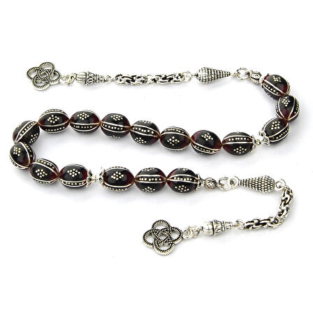 Beyzi Kesim Karpuz Baklava İşleme Oltu Taşı ve Galalith Zaza Tespih