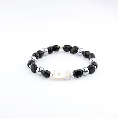 Barok İnci ve Oltu Taşı Kadın Bileklik