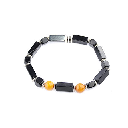2'li Hematit ve Kesme Oltu Taşı Bileklik