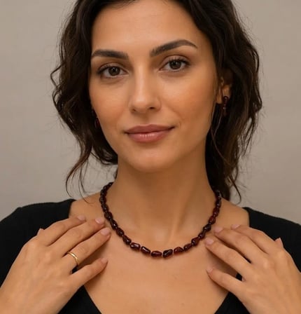 BlackCraft Koyu Amber  Damla Kehribar Yetişkin Kolye