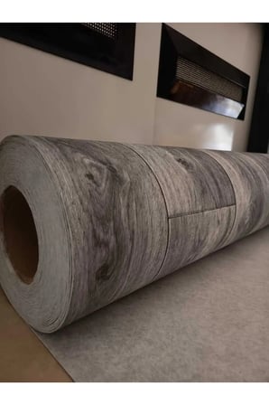 PARKE DESENLİ 50 cm x 400 cm KEÇELİ MUŞAMBA Pvc Yer Muşambası Ahşap GRİ Zemin Döşemesi Soba Altı