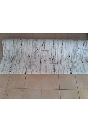 PARKE DESENLİ 50 cm x 200 cm KEÇELİ MUŞAMBA Pvc Beyaz Zemin Döşemesi Soba Altı