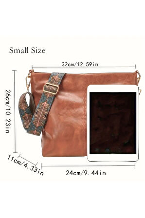 Taba Kadın Lüks Omuz Çantası Desenli Askılı Fermuarlı