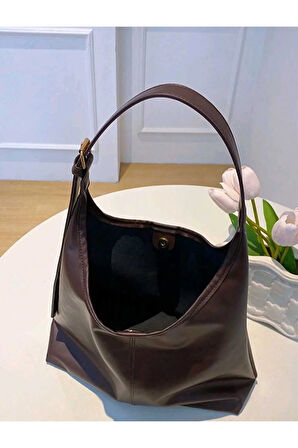 LUNA Kadın Acı Kahve Omuz Çantası Yumuşak Iç Ve Dış Dokulu Kaliteli Işçilik