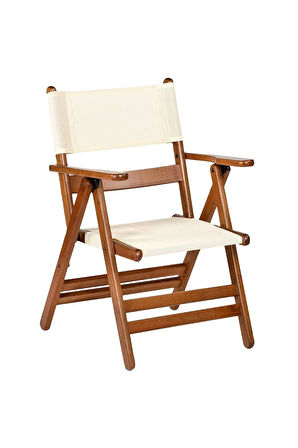 Marmaris Pvc Kumaşlı Katlanabilir Ahşap Sandalye - Bahçe Balkon Mutfak Sandalyesi