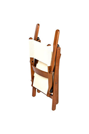 Marmaris Pvc Kumaşlı Katlanabilir Ahşap Sandalye - Bahçe Balkon Mutfak Sandalyesi
