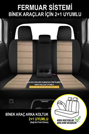 Volvo C70 UYUMLU TAM SET BEJ Oto Koltuk Kılıfı 5 Koltuk Ön Arka Tam Set Terletmez