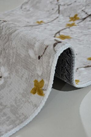 Kaymaz Tabanlı Kesme Kabartmalı Salon Koridor Mutfak Hali Gold Yolluk YMR 5005 Gold