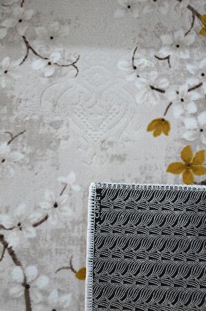 Kaymaz Tabanlı Kesme Kabartmalı Salon Koridor Mutfak Hali Gold Yolluk YMR 5005 Gold