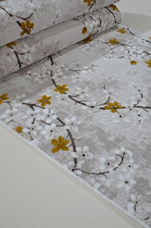 Kaymaz Tabanlı Kesme Kabartmalı Salon Koridor Mutfak Hali Gold Yolluk YMR 5005 Gold