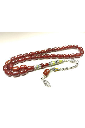 925 Ayar Gümüş Nakkaşlı Rengin Zirvesi Sıkma Kehribar  Sertifikalı 5104