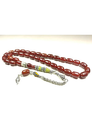 925 Ayar Gümüş Nakkaşlı Rengin Zirvesi Sıkma Kehribar  Sertifikalı 5104