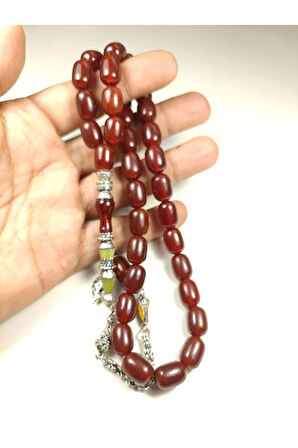 925 Ayar Gümüş Nakkaşlı Rengin Zirvesi Sıkma Kehribar  Sertifikalı 5104