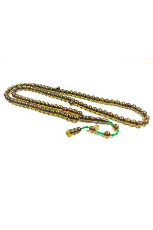 Muhammed Dabbas Usta Eseri İmzalı Osmanlı Torunu Sıkma Kehribar Namaz Tesbihi Sertifikalı 4980