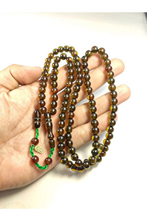 Muhammed Dabbas Usta Eseri İmzalı Osmanlı Torunu Sıkma Kehribar Namaz Tesbihi Sertifikalı 4980