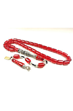 Zeyn Usta İmzalı 925 Ayar Gümüş Nakkaş Hitame Ayyıldız Motifli Ateş Kehribar Sertifikalı 5152