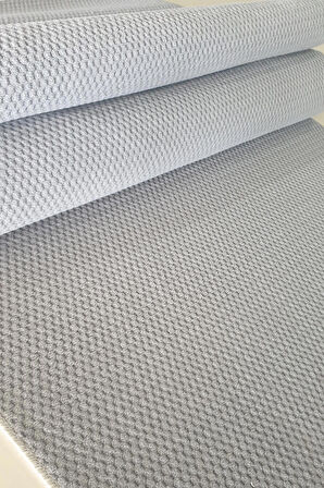 Kaymaz Tabanlı Kesme Kabartmalı Salon Koridor Mutfak Hali Gri Yolluk VZR 7004 Gri