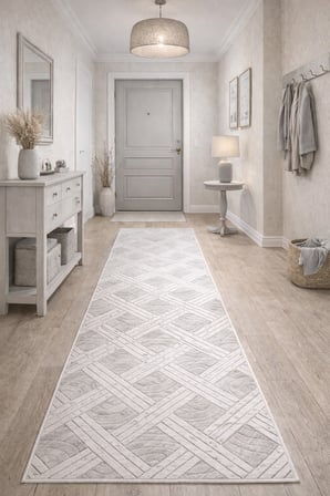 Kaymaz Tabanlı Kesme  Salon Koridor Mutfak Yatak Odası Halısı 3008 GRİ