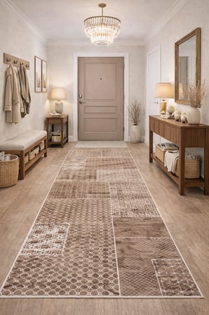 Kaymaz Tabanlı Kesme  Salon Koridor Mutfak Yatak Odası Halısı 3009 KAHVE