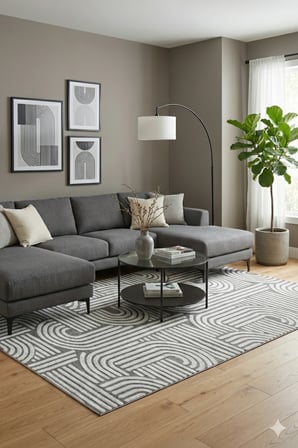 Kaymaz Tabanlı Kesme  Salon Koridor Mutfak Yatak Odası Halısı 3012 GRİ