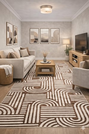Kaymaz Tabanlı Kesme  Salon Koridor Mutfak Yatak Odası Halısı 3012 KAHVE
