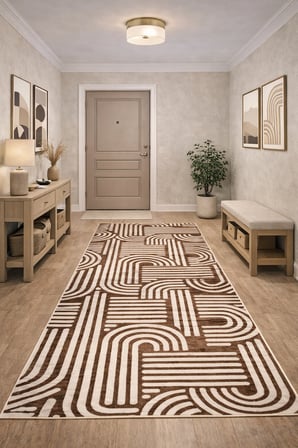 Kaymaz Tabanlı Kesme  Salon Koridor Mutfak Yatak Odası Halısı 3012 KAHVE